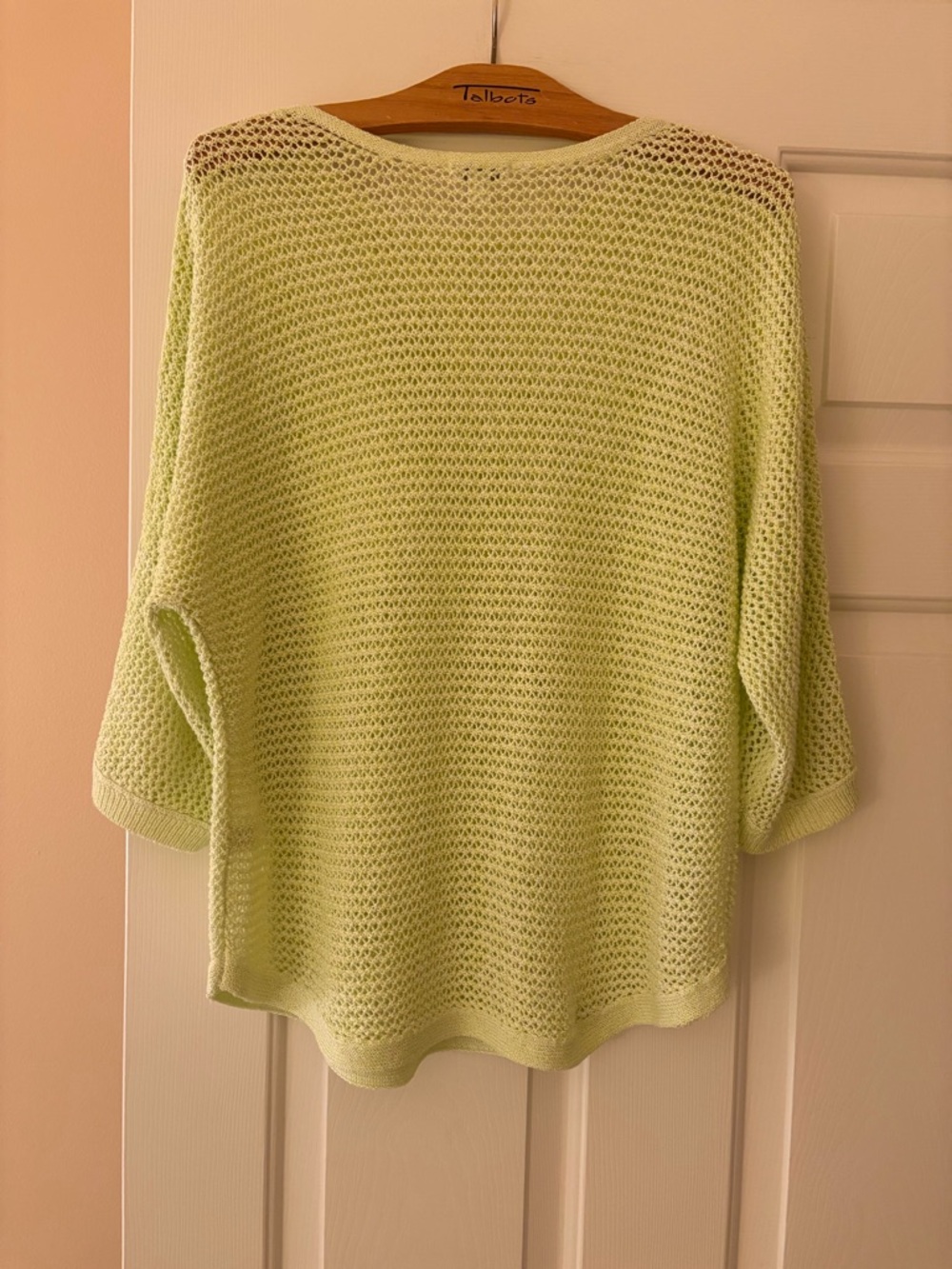J. Jill Light Lemon Lime Open-Weave Scoop Neck Sweater - Picture 4 of 5